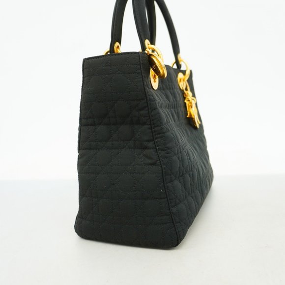 Christian Dior Handbag Cannage Lady Nylon Black Women's - Picture 2 of 14